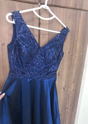 Lacivert Uzun Abiye Elbise - Görsel 4