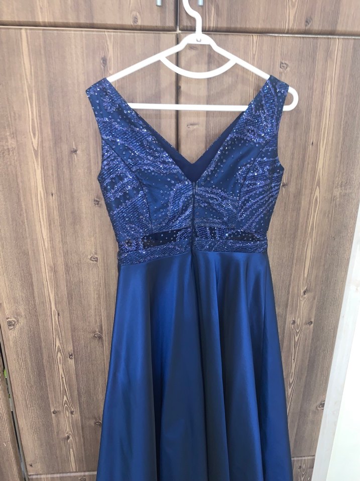 Lacivert Uzun Abiye Elbise - Görsel 3