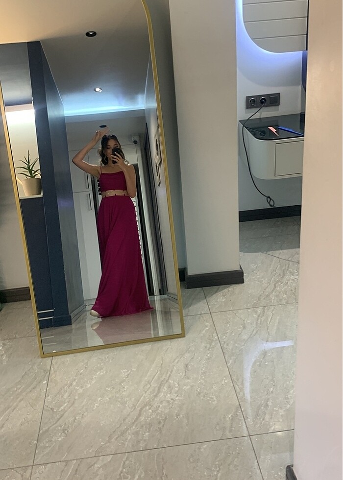 Fuşya abiye elbise - Görsel 3