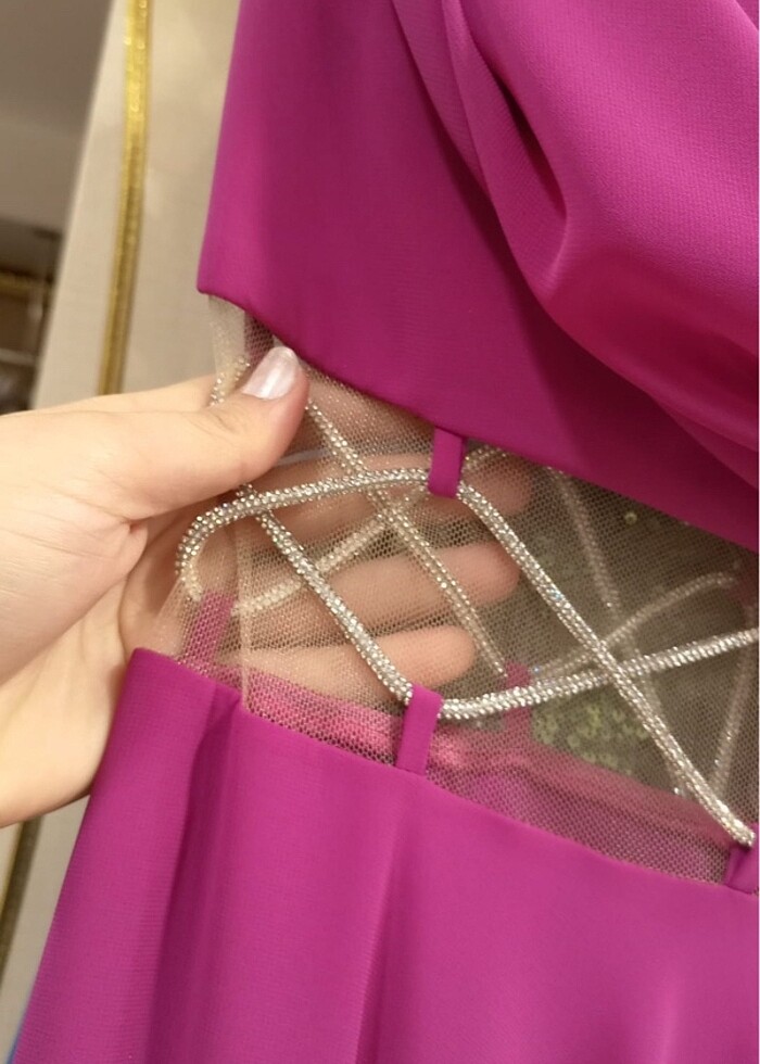 Fuşya abiye elbise - Görsel 4