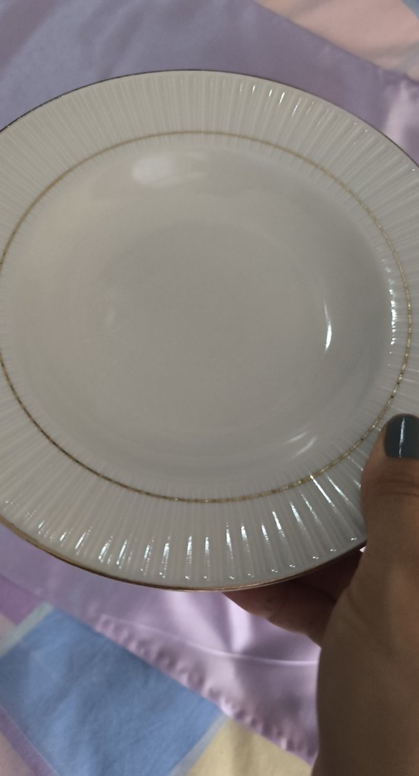 Beyaz Altın Şeritli Yemek Tabağı - Görsel 4