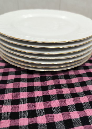 Beyaz Altın Kenarlı Pasta Tabağı - Görsel 3