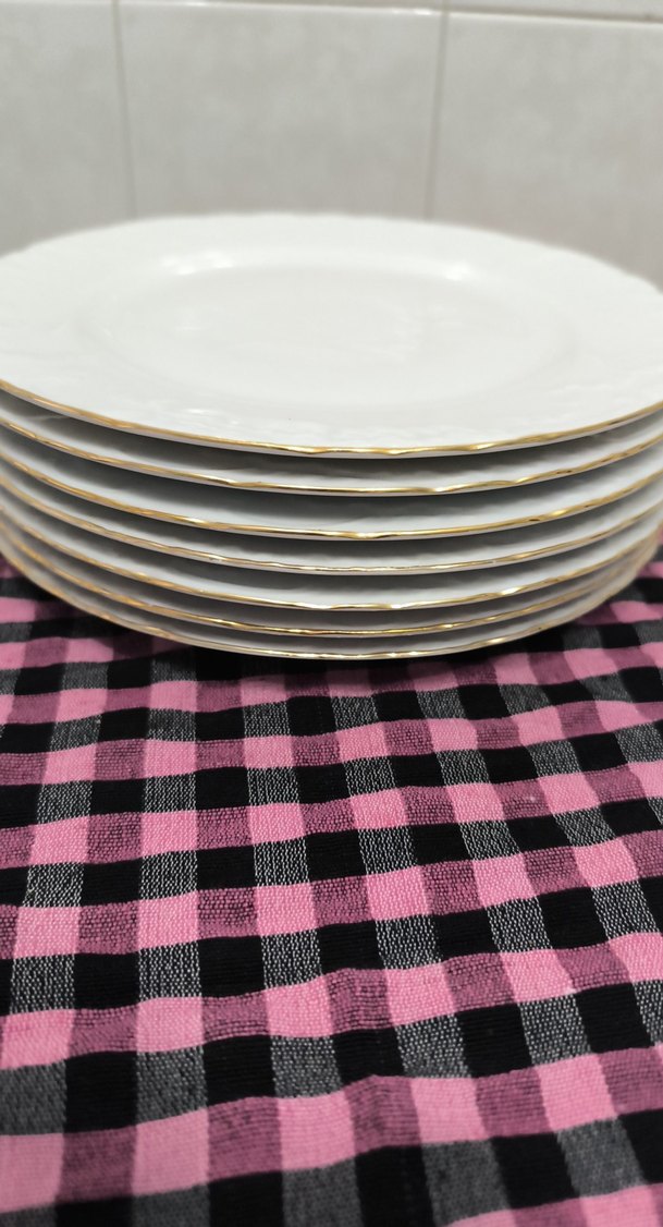 Beyaz Altın Kenarlı Pasta Tabağı - Görsel 3