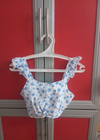 Mavi Pastel Renkli Çiçek Desenli Mini Bustiyer