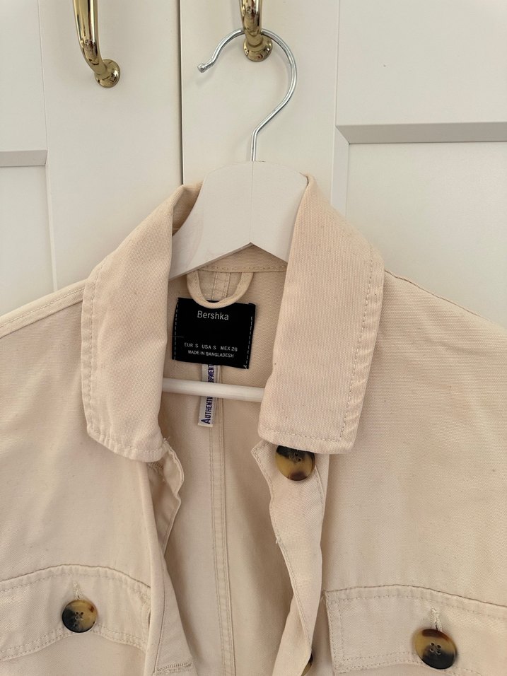 Bej Düğmeli Rahat Kadın Ceket - Görsel 2