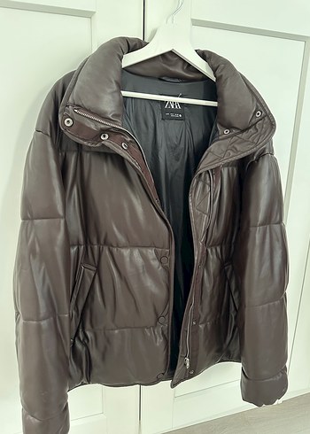 Kahverengi Deri Kadın Ceket, Kemerli, Yüksek Yaka - Görsel 5