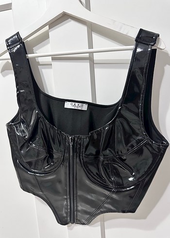Kadın Siyah Deri Korse Bustiyer - Görsel 3