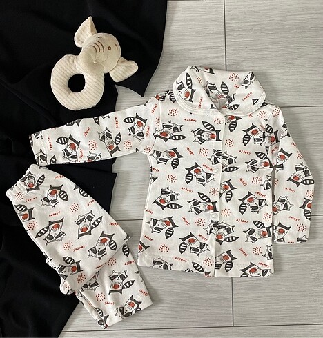 Rakun Desenli Bebek Pijama Takımı