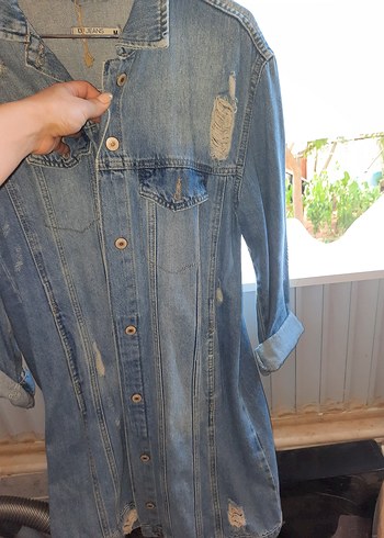 Defacto Zincir Detaylı Mavi Denim Ceket