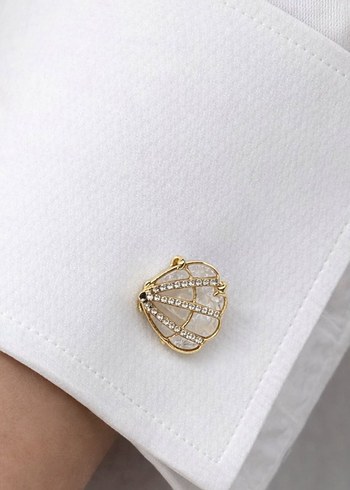 Vintage Kadın Düğme Broşları Beyaz - Görsel 4