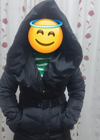 Siyah Kadın Kışlık Midi Mont - Görsel 2