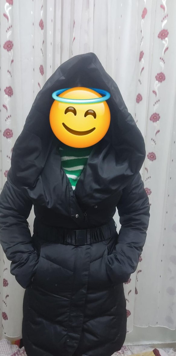 Siyah Kadın Kışlık Midi Mont - Görsel 2