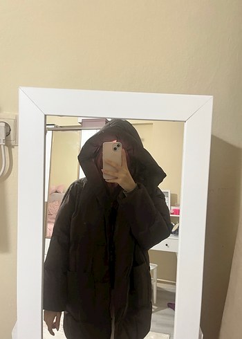 Zara Siyah Midi Kadın Kışlık Mont