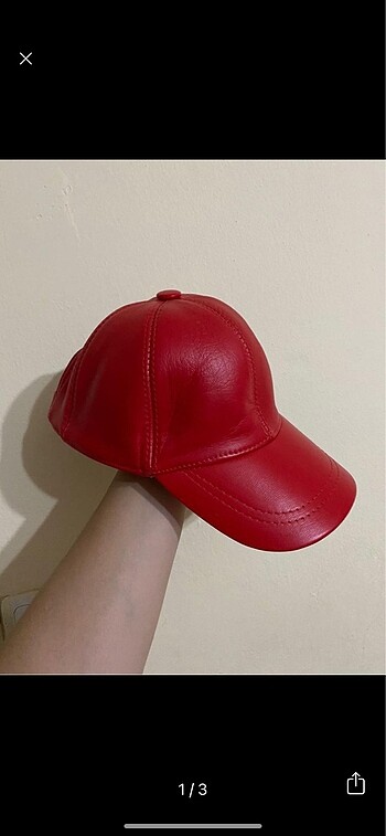 Unisex Kırmızı deri şapka