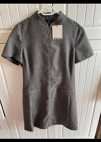 zara gri mini elbise - Görsel 3