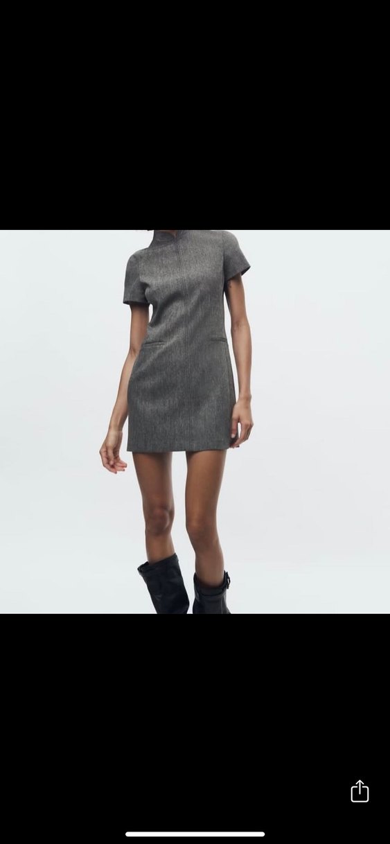 zara gri mini elbise - Görsel 2