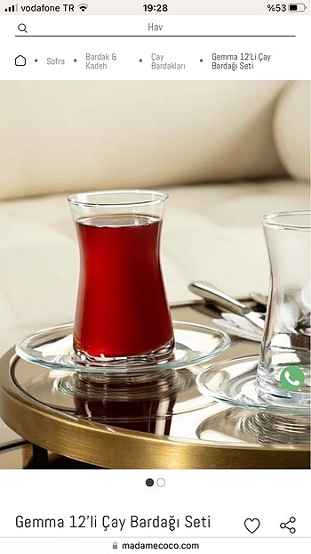 MADAME COCO 12 li Çay Bardağı Seti