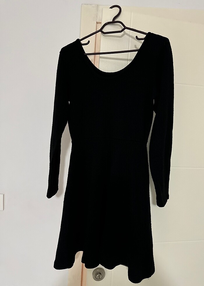 Siyah triko elbise - Görsel 3