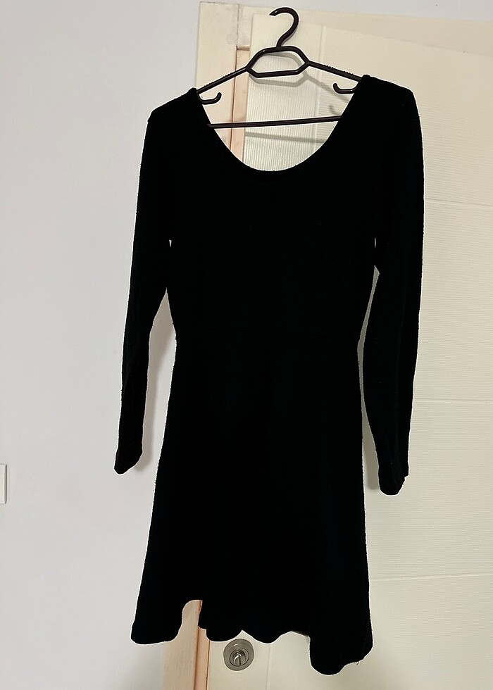 Siyah triko elbise - Görsel 2
