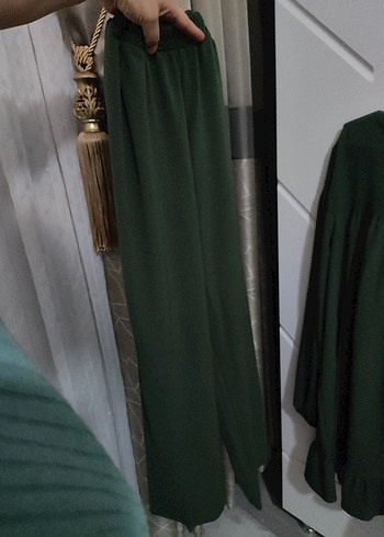 Uzun Kollu Yeşil Keten Salaş Tunik - Görsel 4