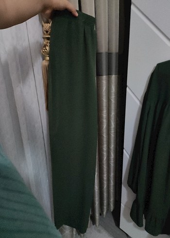 Uzun Kollu Yeşil Keten Salaş Tunik - Görsel 3