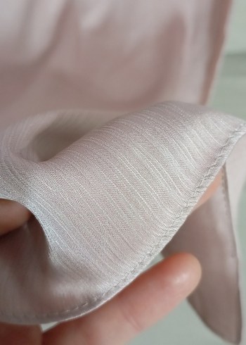 Kadın Pudra Pembe Saten Şal - Görsel 2
