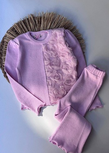 toptan satış Pembe Bebek Kız Takımı Uzun Kollu Fırfırlı - Görsel 2