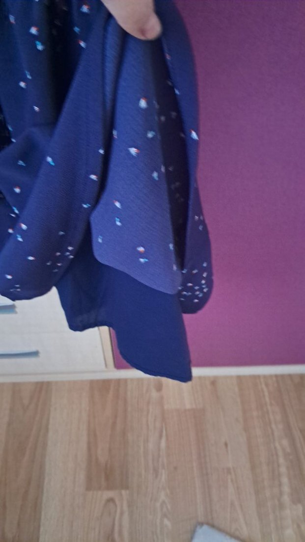 V Yaka Midi lacivert Desenli Çocuk Elbise - Görsel 4