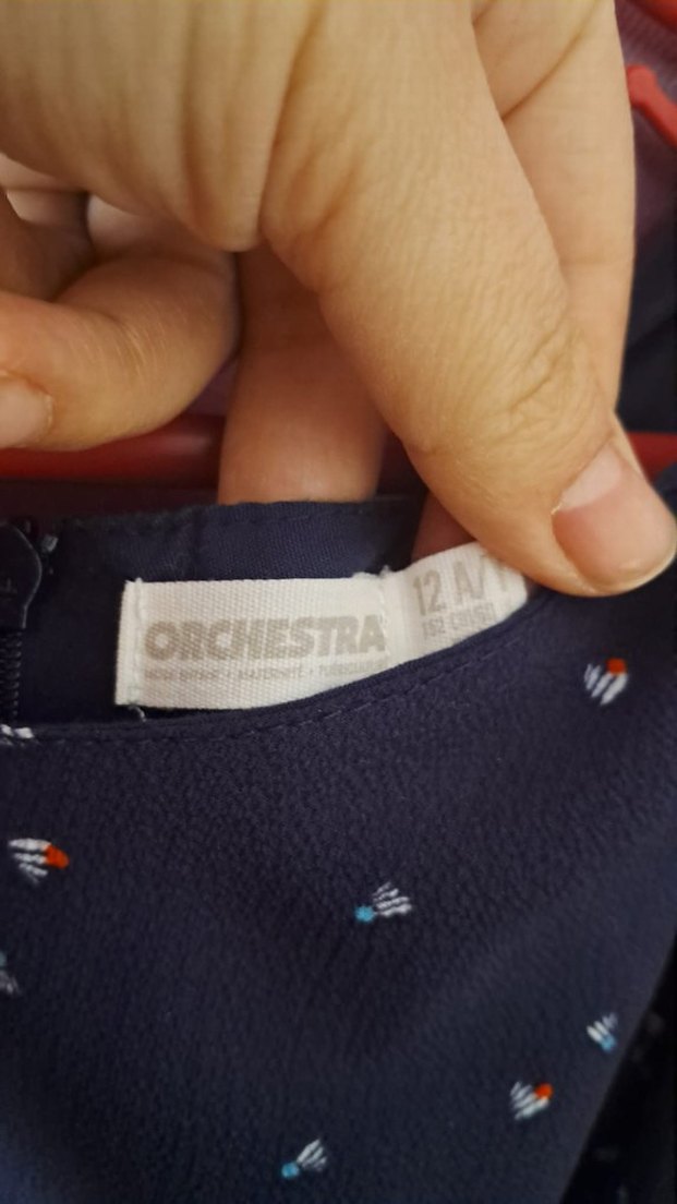 V Yaka Midi lacivert Desenli Çocuk Elbise - Görsel 3