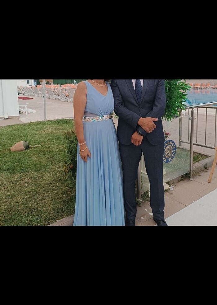 Mavi uzun abiye - Görsel 3