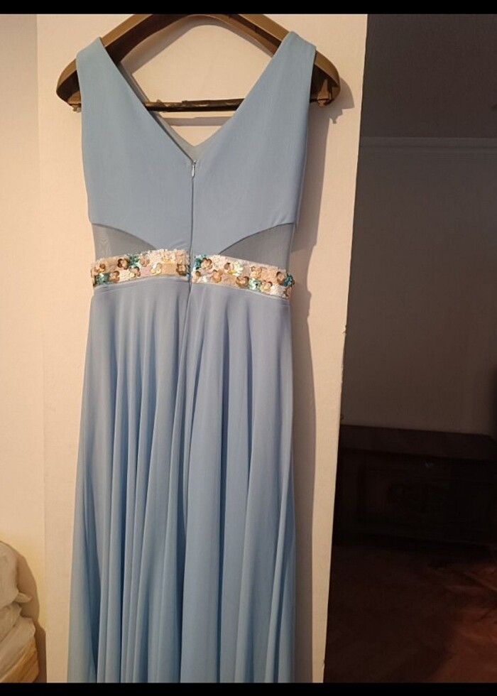 Mavi uzun abiye - Görsel 4