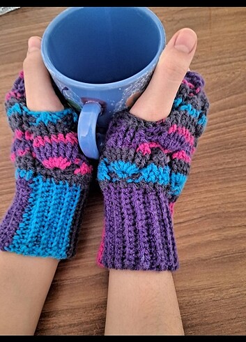 Parmaksız el örgüsü eldiven - Görsel 5