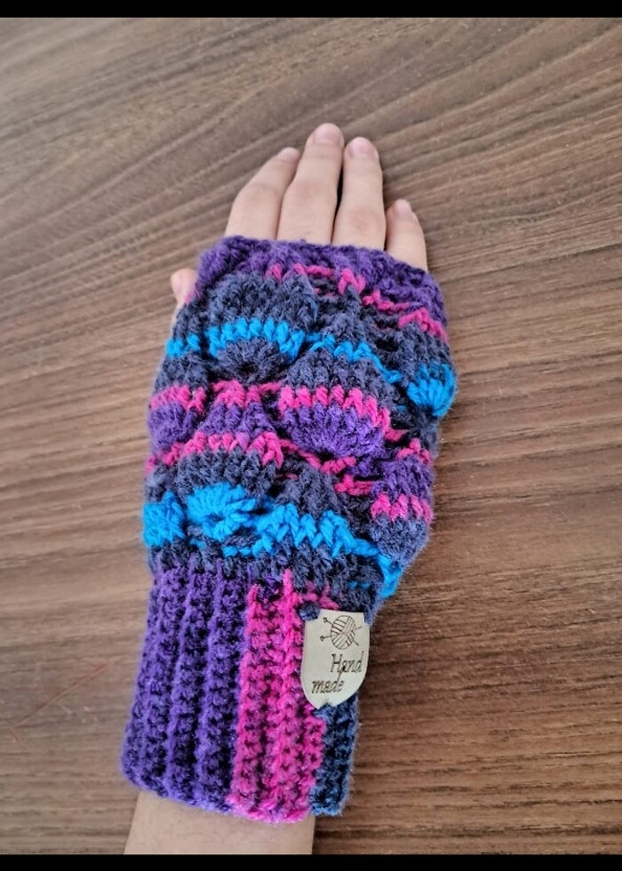 Parmaksız el örgüsü eldiven - Görsel 3