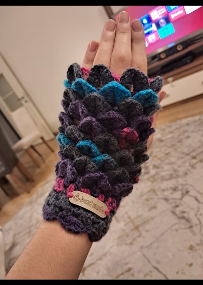 Parmaksız el örgüsü eldiven - Görsel 4