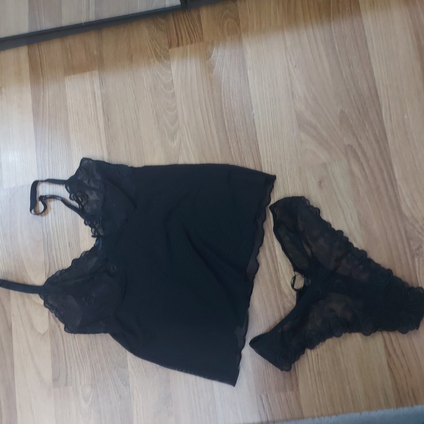 Siyah Dantel Detaylı Askılı Gecelik Takım - Görsel 2