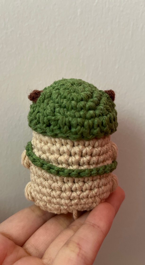 Yeşil Şapkalı Capybara El Örgüsü Peluş Anahtarlık - Görsel 3