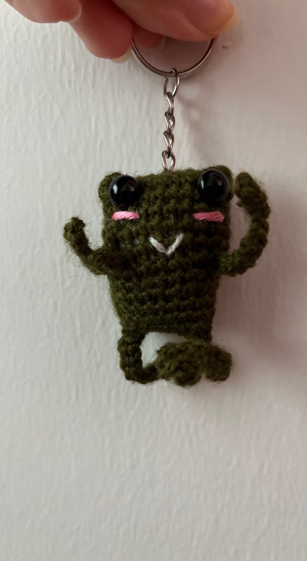 Örgü Yeşil Kurbağa Anahtarlık - Görsel 2