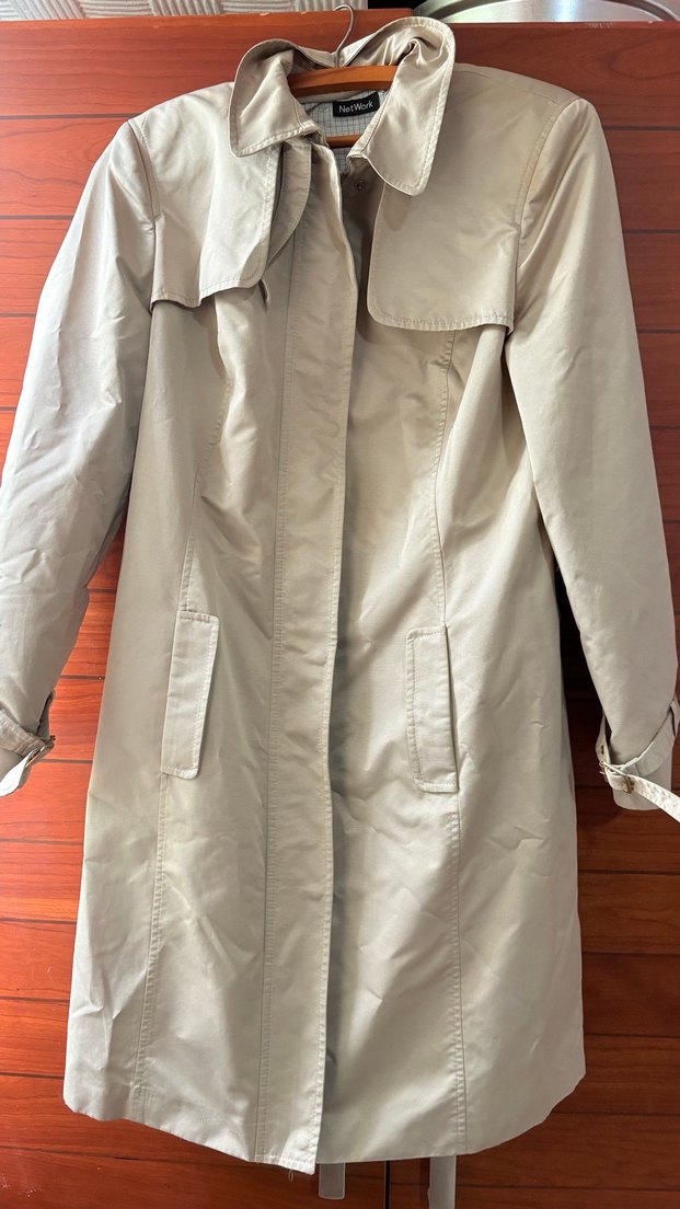 Bej Kadın Trençkot, Kuşaklı, Uzun Kollu - Görsel 3