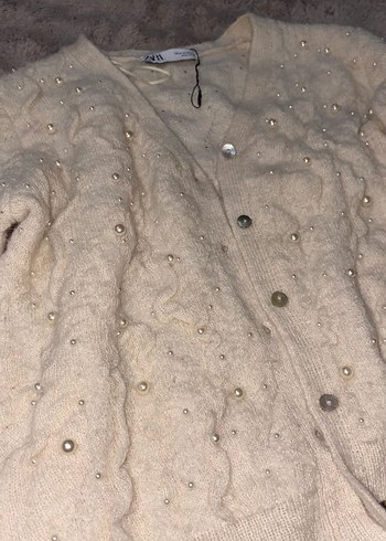 İnci Detaylı Bej Düğmeli Hırka hic kullanilmadi - Görsel 5