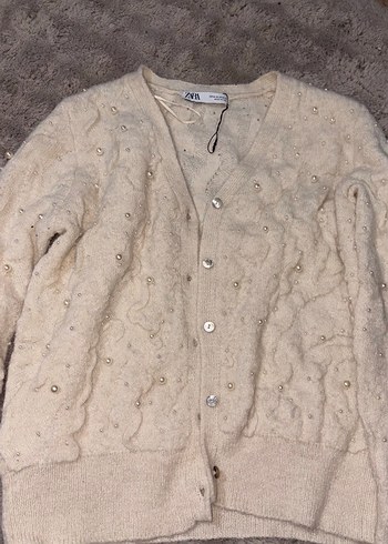 İnci Detaylı Bej Düğmeli Hırka hic kullanilmadi - Görsel 3