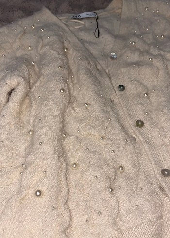 İnci Detaylı Bej Düğmeli Hırka hic kullanilmadi - Görsel 4