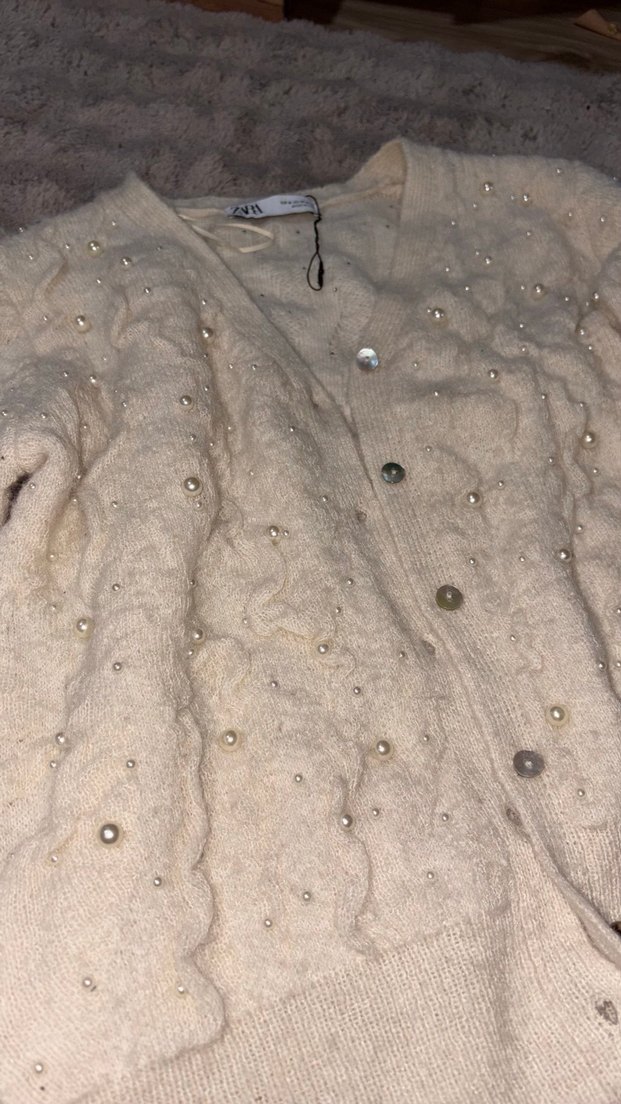 İnci Detaylı Bej Düğmeli Hırka hic kullanilmadi - Görsel 5