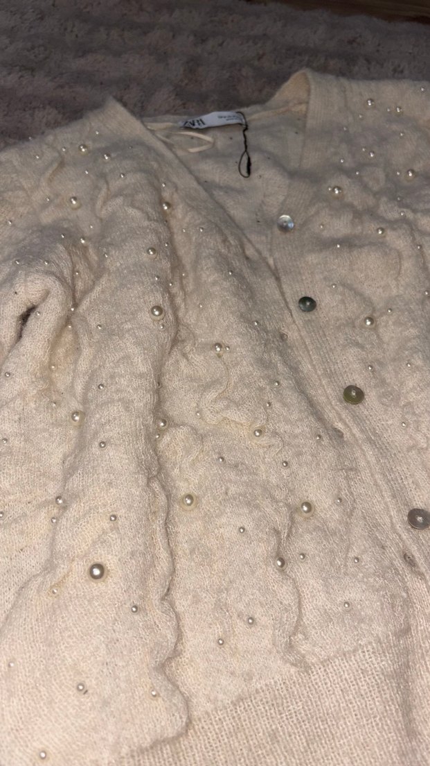İnci Detaylı Bej Düğmeli Hırka hic kullanilmadi - Görsel 4