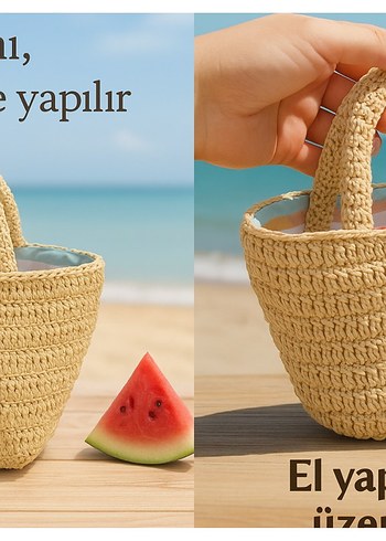 Diğer Bej Hasır Örgü Kadın Çanta