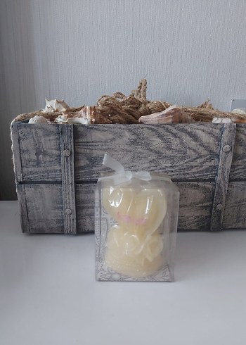 Kalp Şeklinde Krem Renkli Mum - Görsel 6