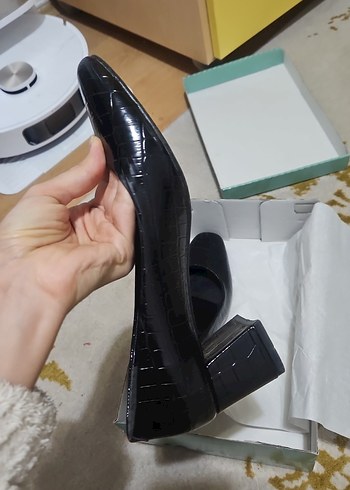 Siyah Yılan Desenli Kadın Topuklu - Görsel 5