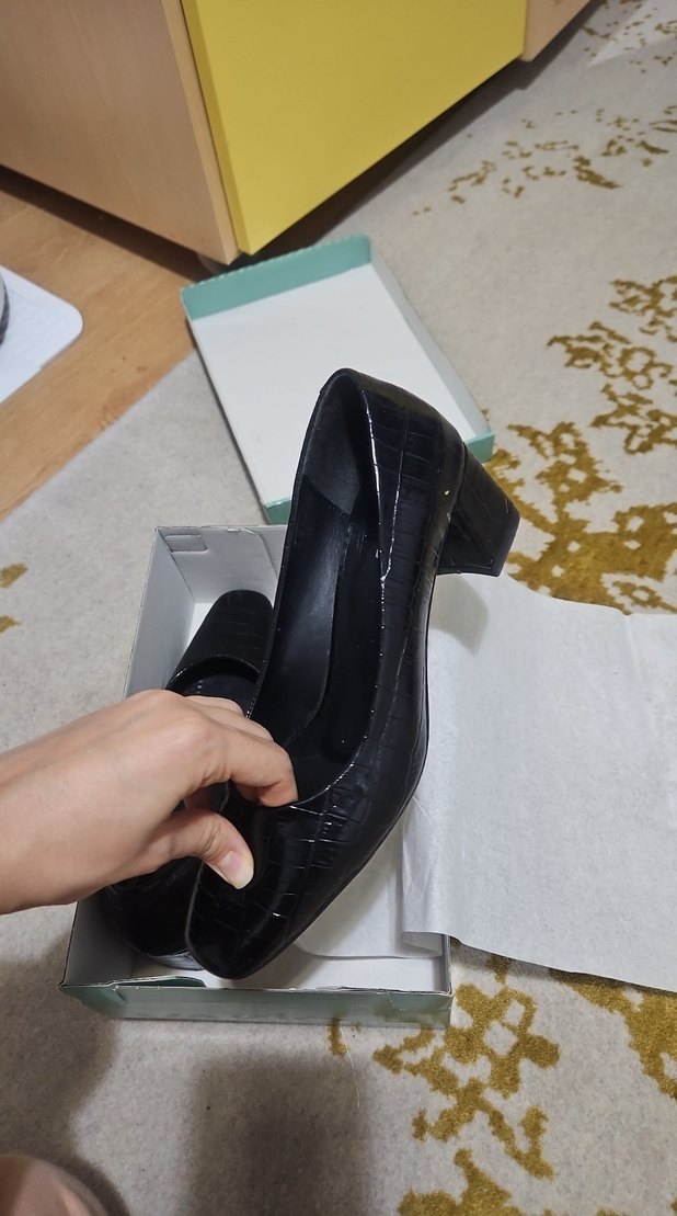 Siyah Yılan Desenli Kadın Topuklu - Görsel 4