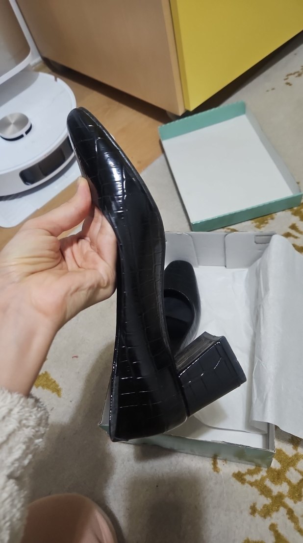 Siyah Yılan Desenli Kadın Topuklu - Görsel 5