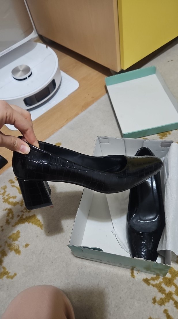 Siyah Yılan Desenli Kadın Topuklu - Görsel 3