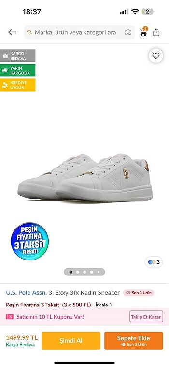U.S. Polo Assn. 3ı exxy 3fx kadın sneaker